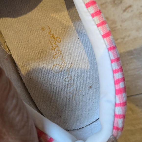 Lilly Pulitzer Pink/White Checked Slip-On Sneakers - Picture 6 of 13